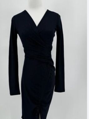 All Saints Black Long-Sleeve Wrap Dress